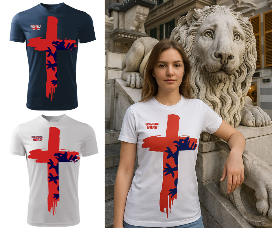 T-shirt Croce Rossoblù – Maglia tifosi Genoa