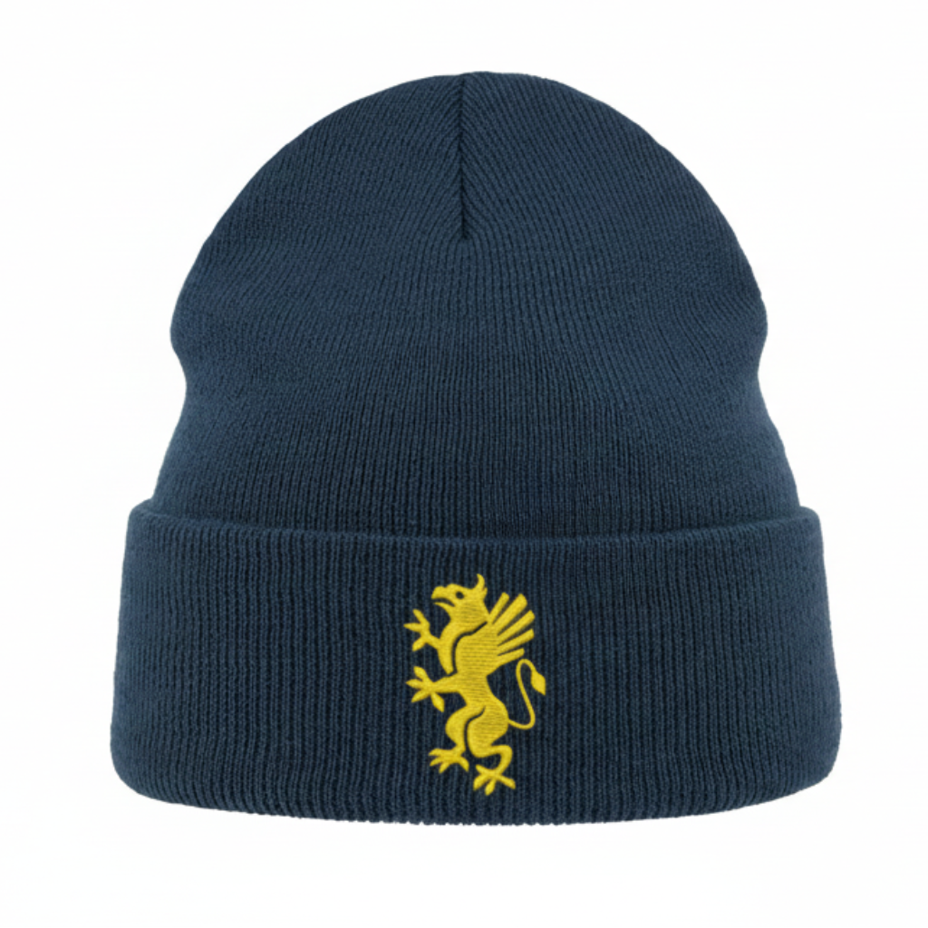 "Il Grifone" - Cappello Invernale Blu con Ricamo Simbolo Storico