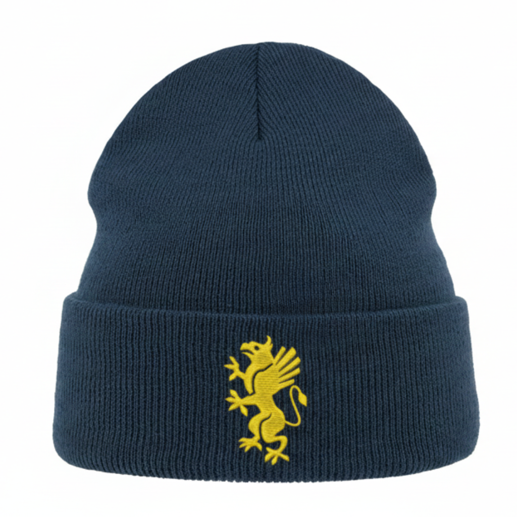 "Il Grifone" - Cappello Invernale Blu con Ricamo Simbolo Storico