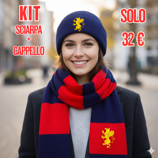 Kit Invernale Rossoblù – Cappello + Sciarpa