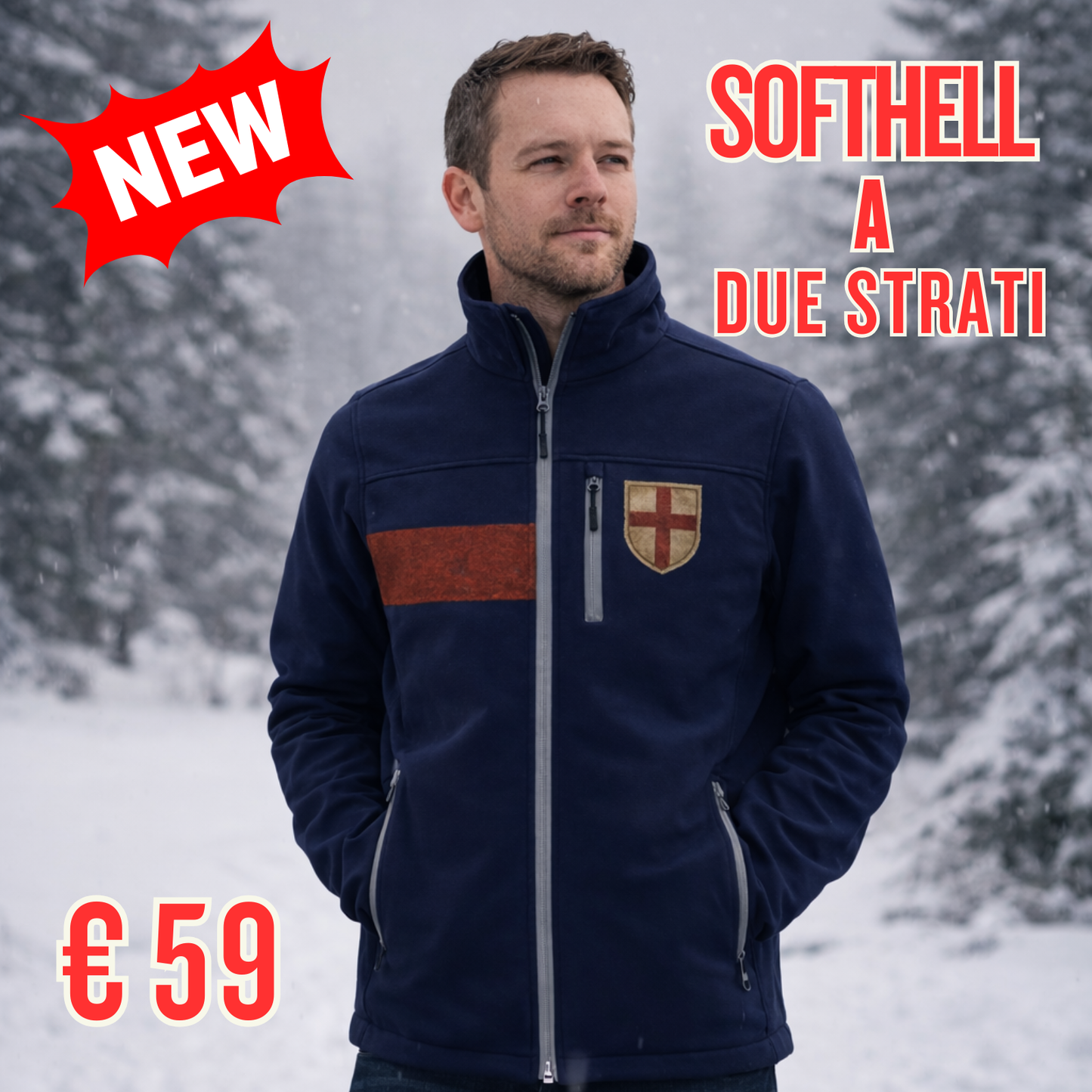 Giacca Softshell Invernale Rossoblù Calda, resistente, pensata per i tifosi