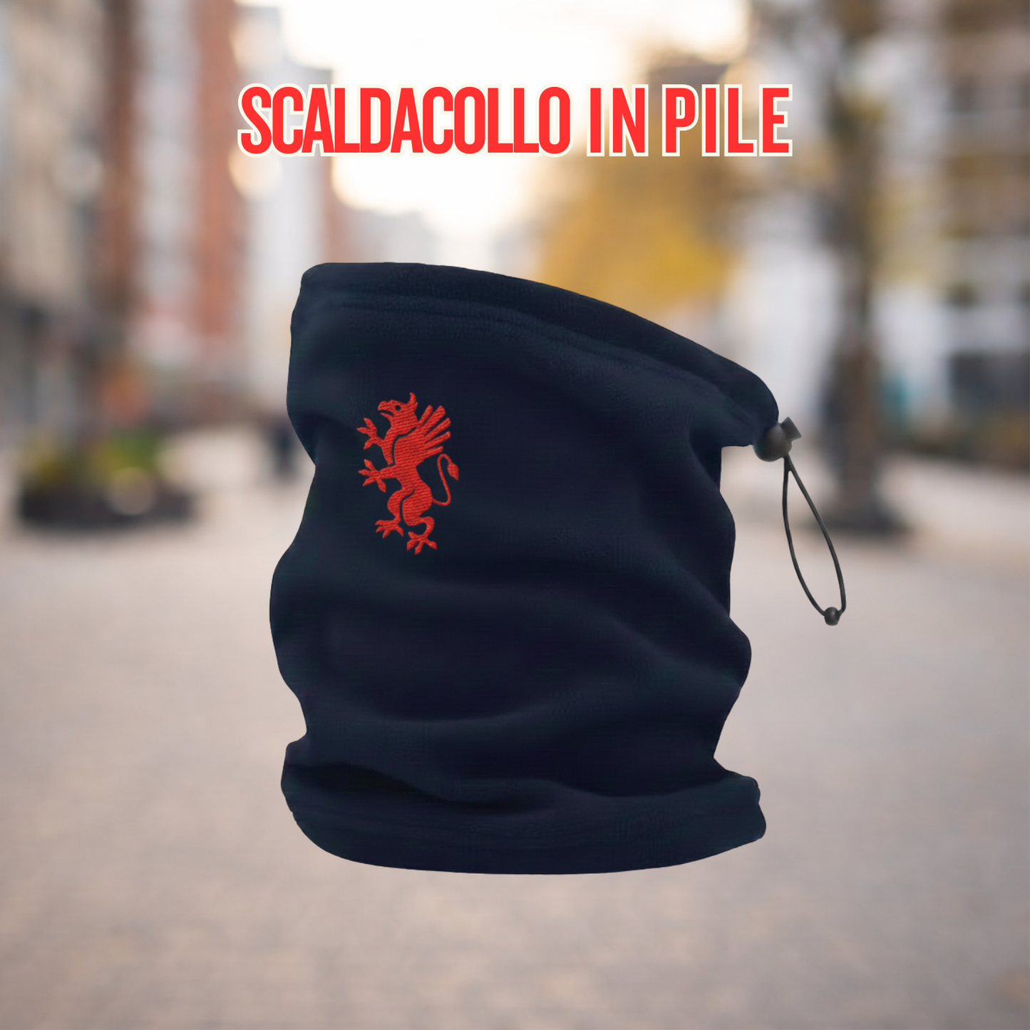 Scaldacollo Fleece Blu Navy con Ricamo Grifone