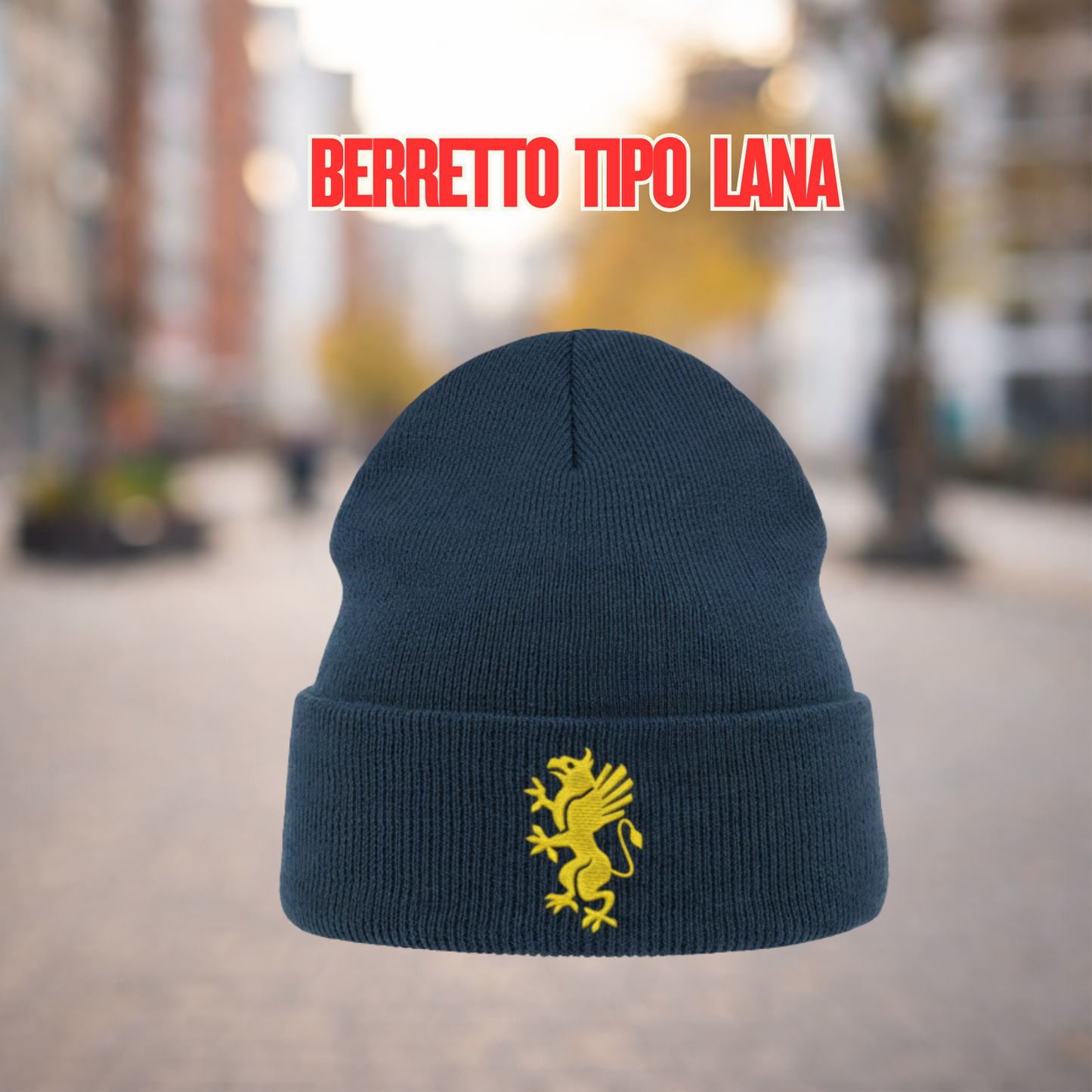 "Il Grifone" - Cappello Invernale Blu con Ricamo Grifone