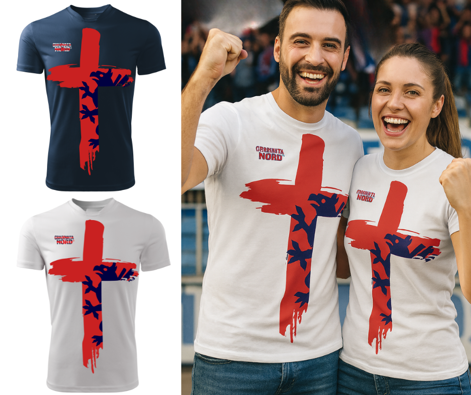 T-shirt Croce Rossoblù – Maglia tifosi Genoa