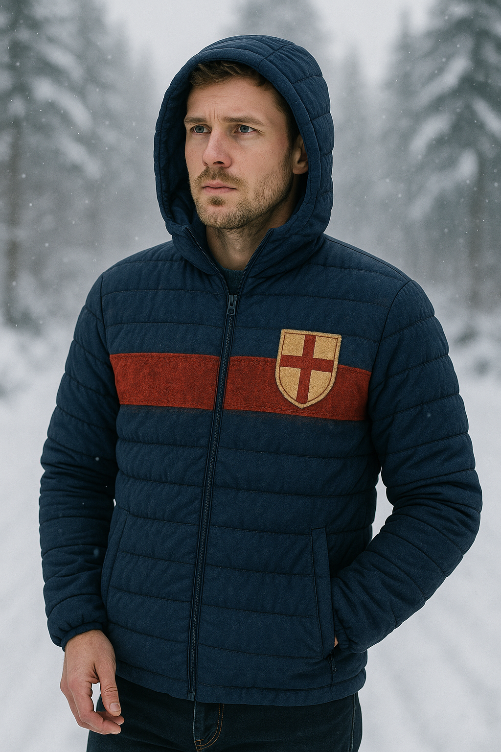 Giubbotto Imbottito Idrorepellente con Cappuccio – Vintage Stripe Edition