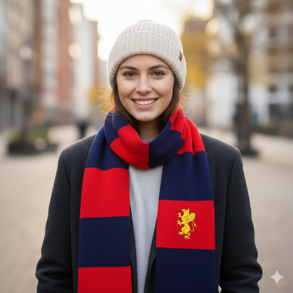 Sciarpa Rossoblu' con ricamo