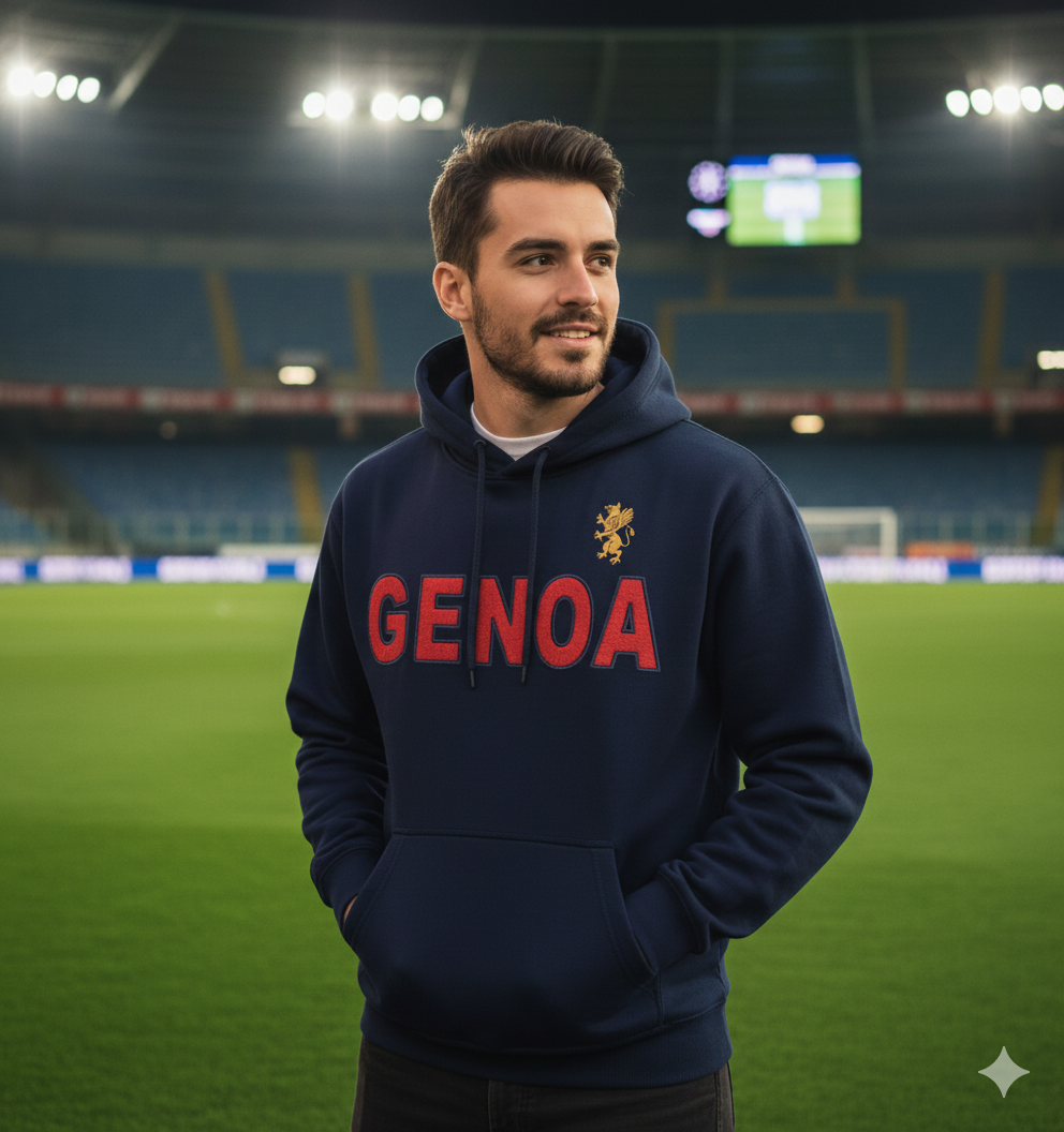 Felpa GENOA Heritage – Stampa DTF Effetto Ricamo